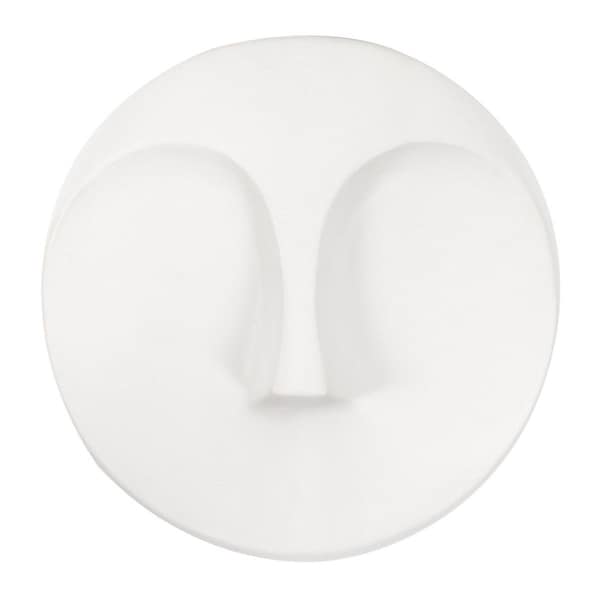 Homeroots Matte White Round Face Wall Sculpture 384170 - main